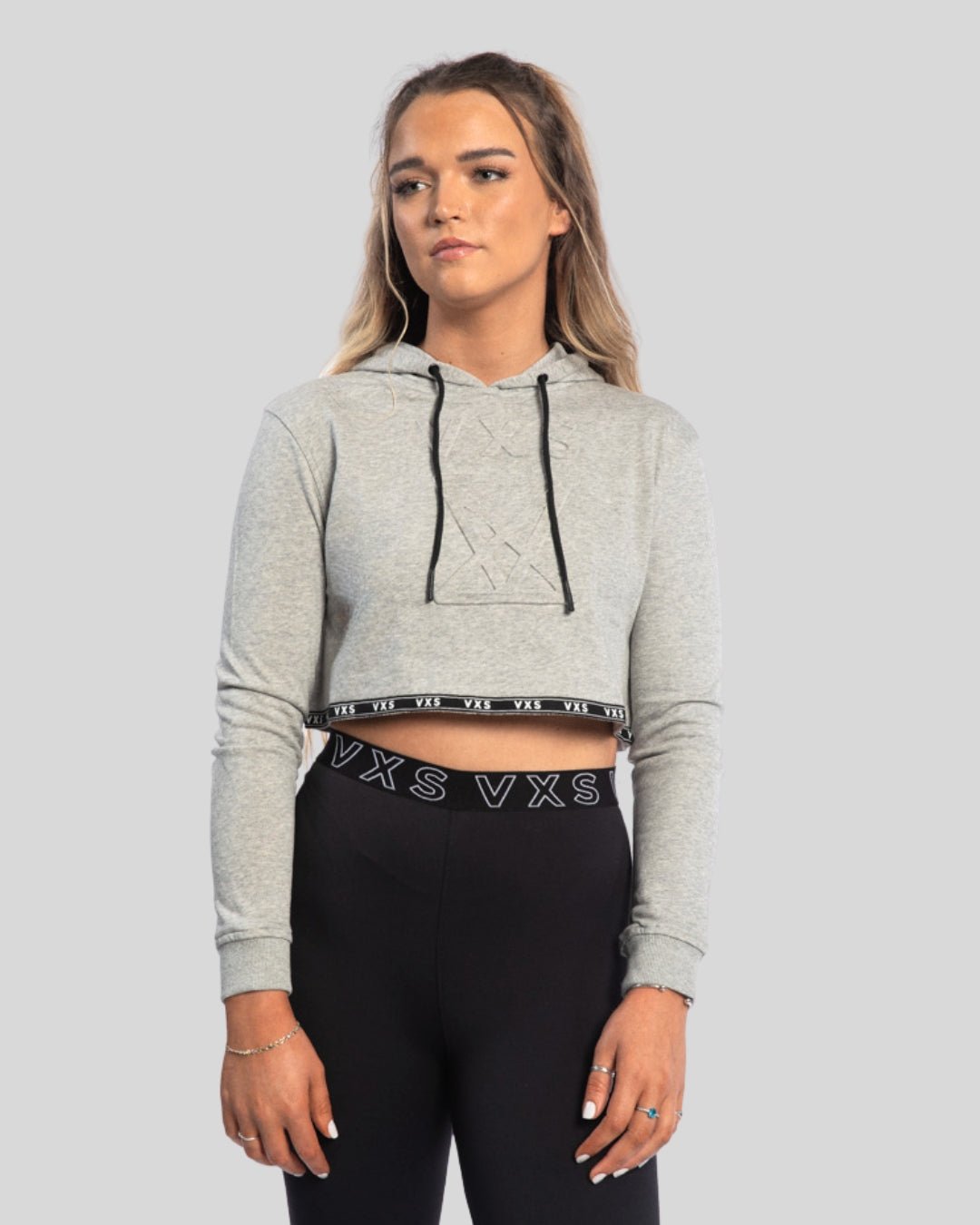 CROP Hoodie [Grey] - VXS GYM WEAR