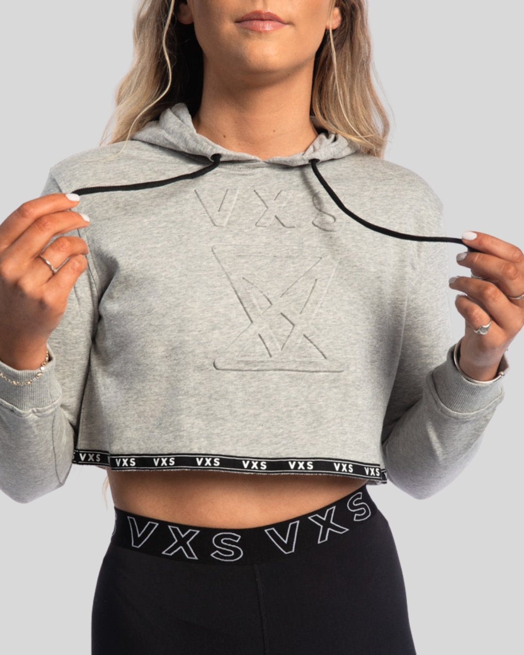 CROP Hoodie [Grey] - VXS GYM WEAR
